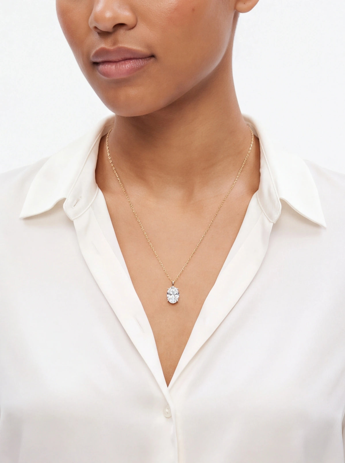 Oval Cut Moissanite Solitaire Necklace