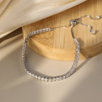 Moissanite Sliding Tennis Bracelet — product and styling view