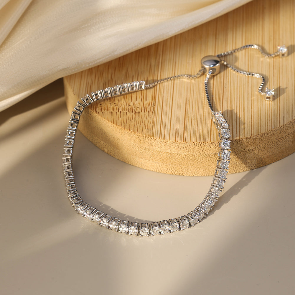 Moissanite Sliding Tennis Bracelet — product and styling view
