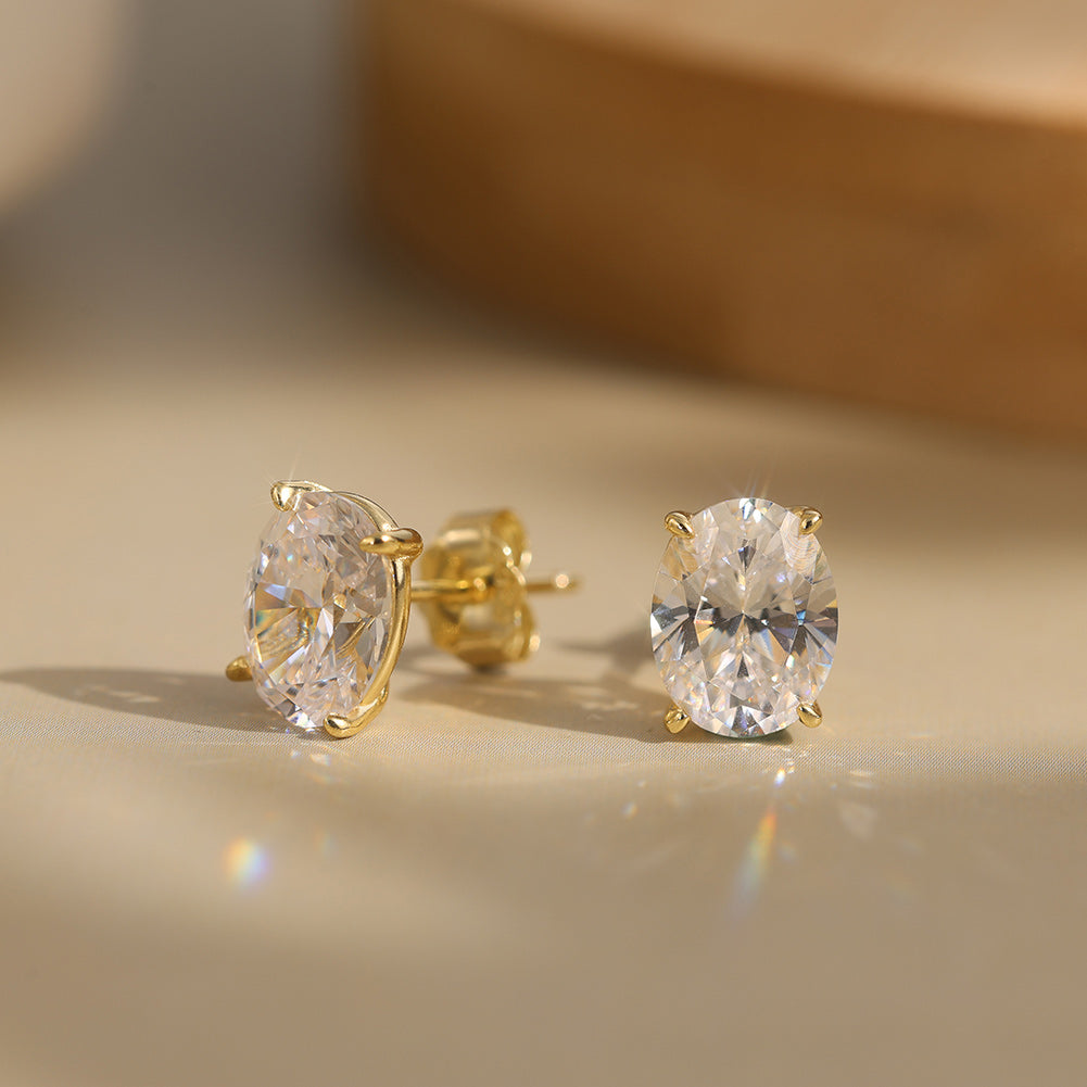 Oval Cut Moissanite Solitaire Stud Earrings — product and styling view