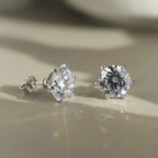 Six Prong Round Moissanite Stud Earrings — product and styling view