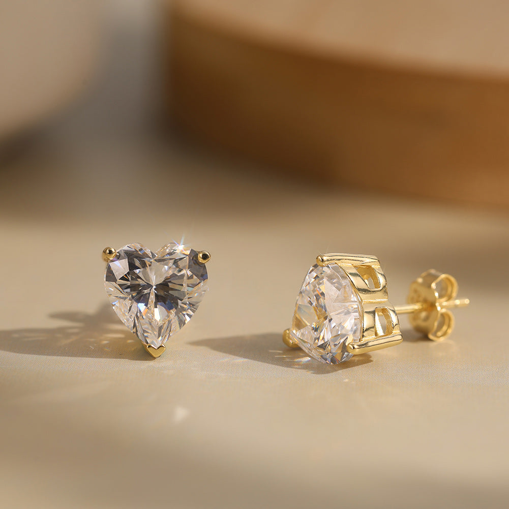 Heart Cut Moissanite Solitaire Stud Earrings — product and styling view