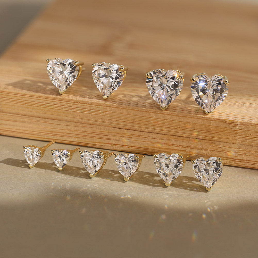 Heart Cut Moissanite Solitaire Stud Earrings — product and styling view