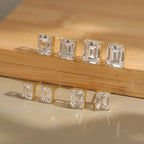 Emerald Cut Moissanite Solitaire Stud Earrings — product and styling view