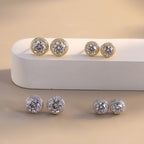 Round Halo Moissanite Stud Earrings — product and styling view