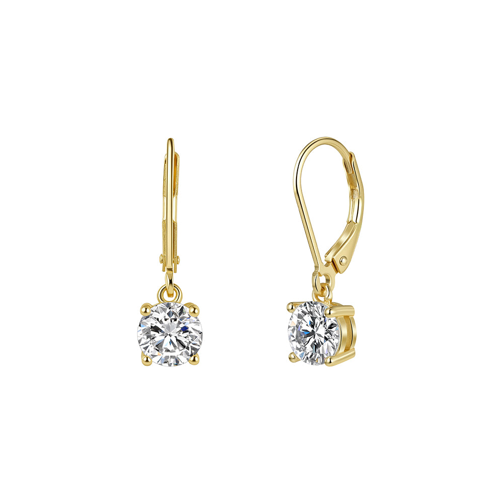 Round Solitaire Moissanite Leverback Earrings — product and styling view