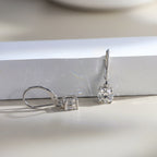 Round Solitaire Moissanite Leverback Earrings — product and styling view