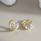 Round Moissanite Huggie Drop Earrings — product and styling view