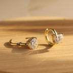 Round Moissanite Huggie Drop Earrings — product and styling view