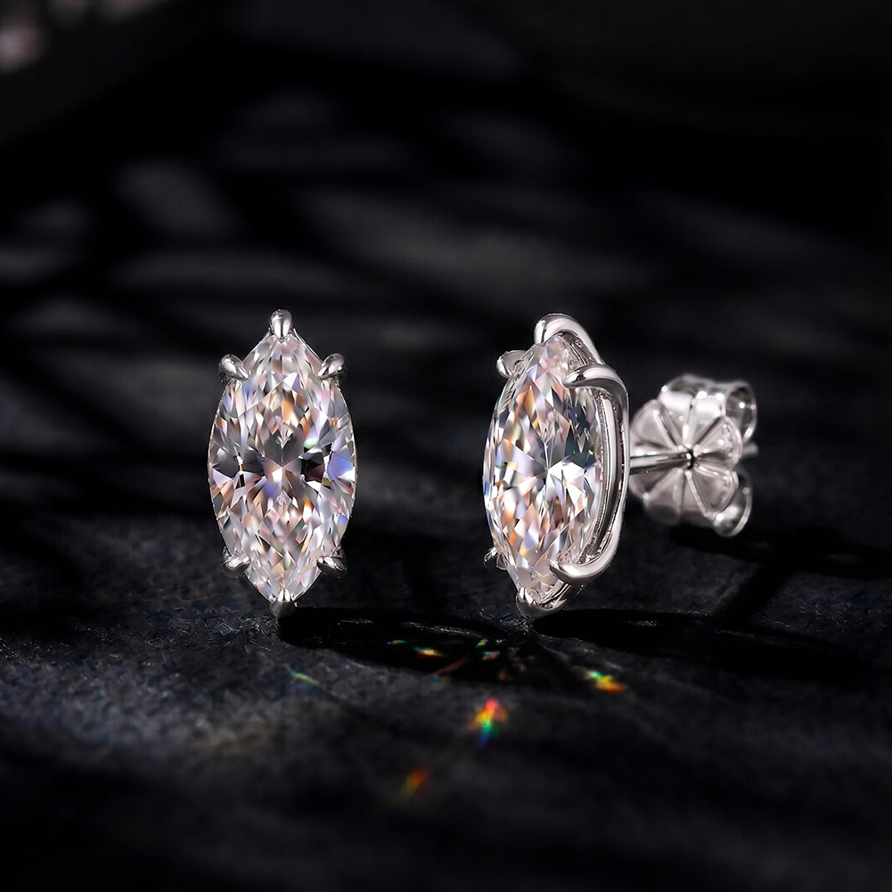 Marquise Cut Moissanite Stud Earrings — product and styling view