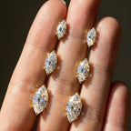 Marquise Cut Moissanite Stud Earrings — product and styling view