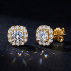 Cushion Halo Moissanite Stud Earrings — product and styling view