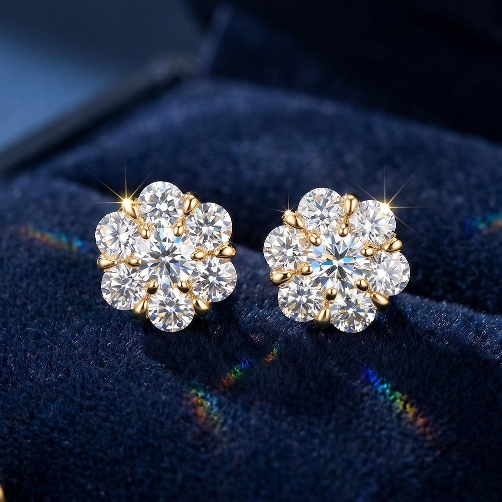 Floral Cluster Moissanite Stud Earrings — product and styling view
