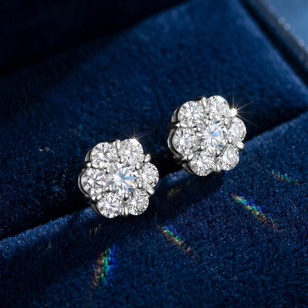 Floral Cluster Moissanite Stud Earrings — product and styling view
