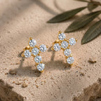 Moissanite Cross Stud Earrings — product and styling view