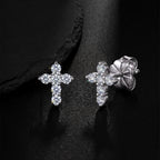 Moissanite Cross Stud Earrings — product and styling view