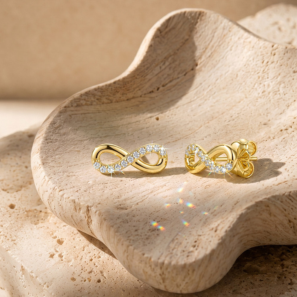 Infinity Moissanite Stud Earrings — product and styling view
