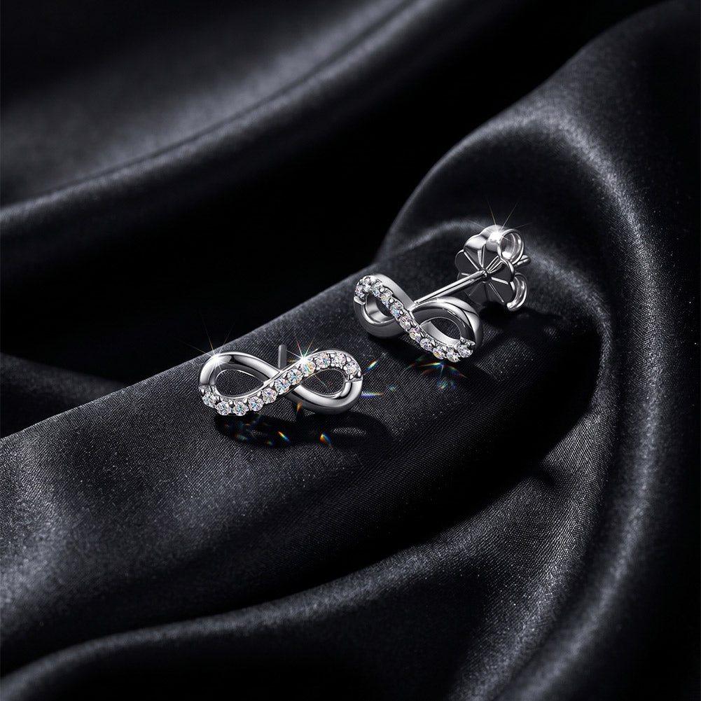 Infinity Moissanite Stud Earrings — product and styling view