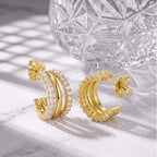 Triple Row Moissanite Open Hoop Earrings — product and styling view