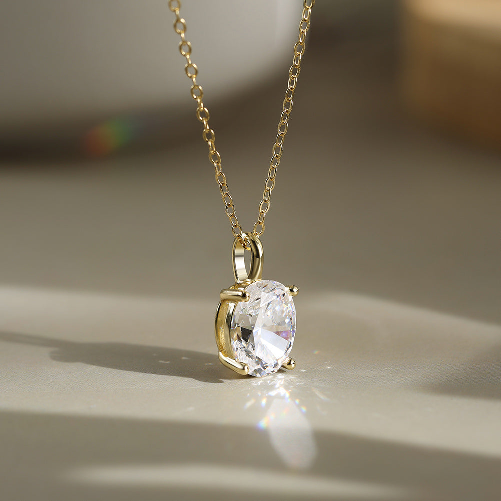 Oval Cut Moissanite Solitaire Pendant Necklace — product and styling view