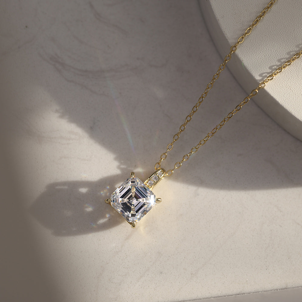 Asscher Cut Moissanite Pendant Necklace — product and styling view