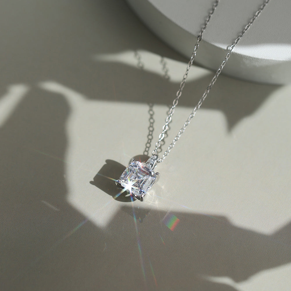 Asscher Cut Moissanite Pendant Necklace — product and styling view