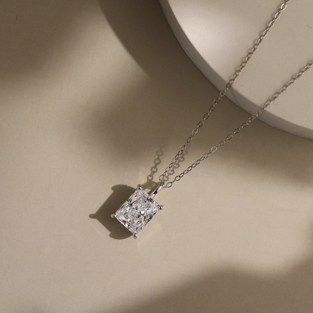Radiant Cut Moissanite Pendant Necklace — product and styling view