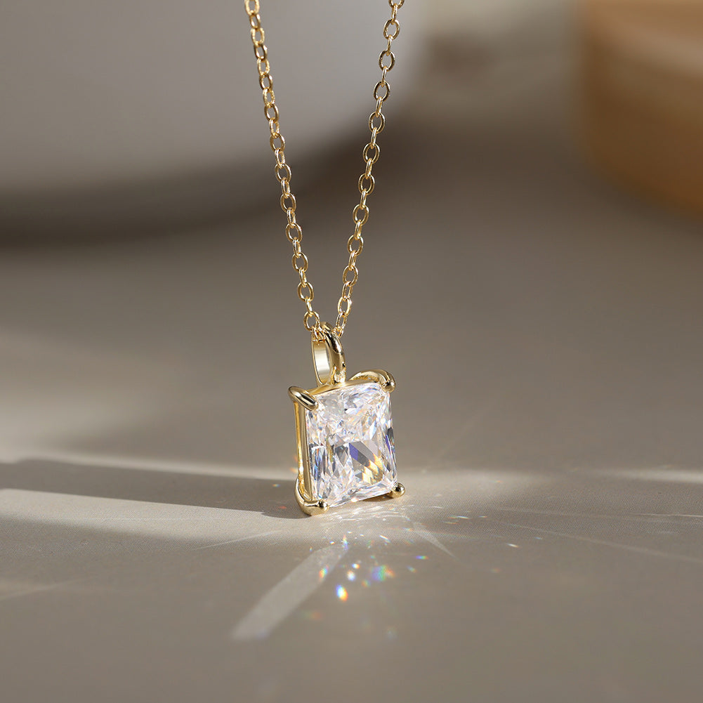 Radiant Cut Moissanite Pendant Necklace — product and styling view