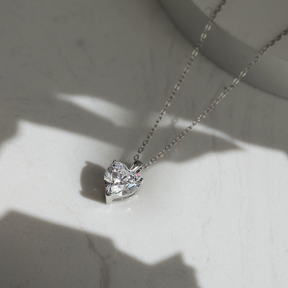 Heart Cut Moissanite Solitaire Necklace — product and styling view