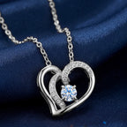 Floating Heart Moissanite Pendant Necklace — product and styling view
