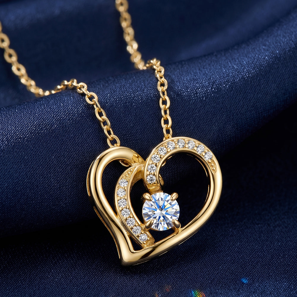 Floating Heart Moissanite Pendant Necklace — product and styling view