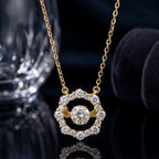 Geometric Halo Moissanite Pendant Necklace — product and styling view