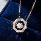 Geometric Halo Moissanite Pendant Necklace — product and styling view