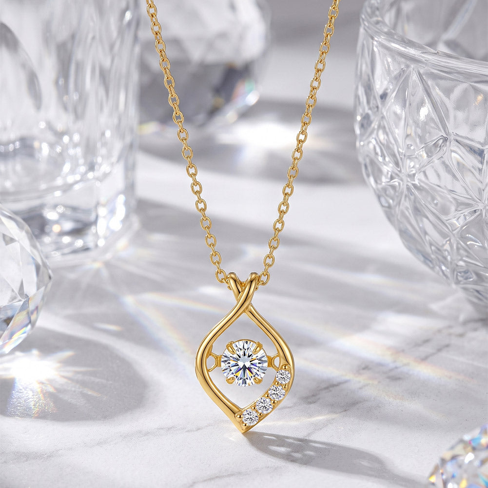 Twist Teardrop Moissanite Pendant Necklace — product and styling view