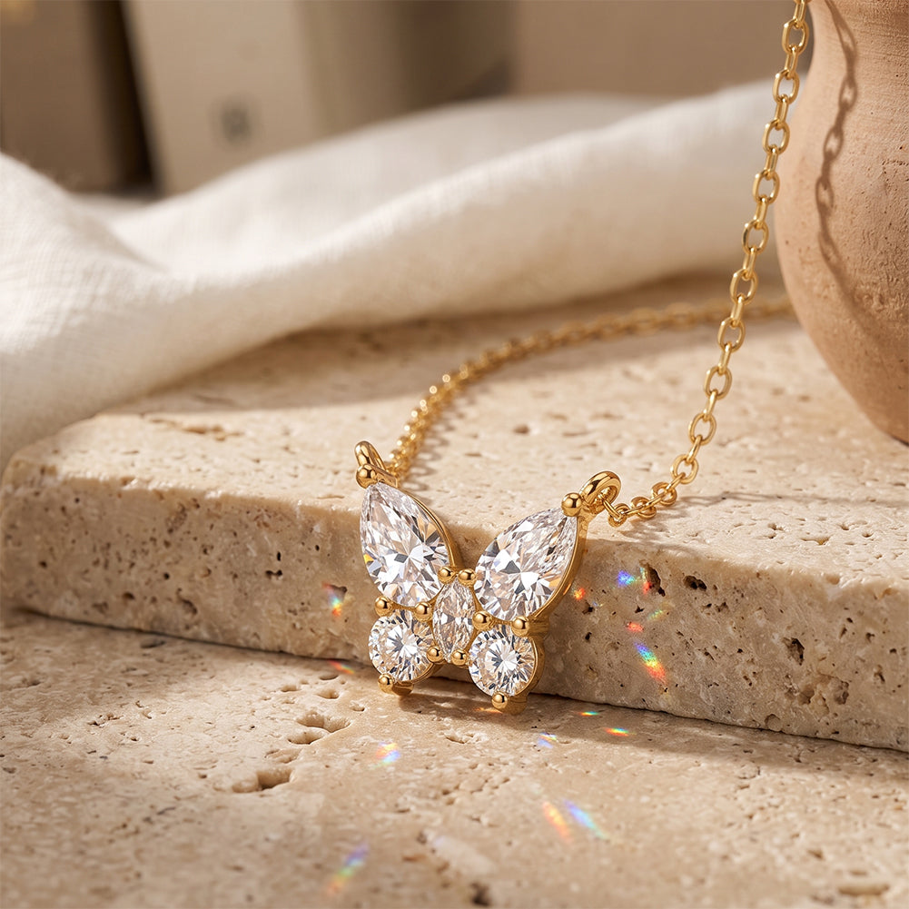 Butterfly Moissanite Pendant Necklace — product and styling view