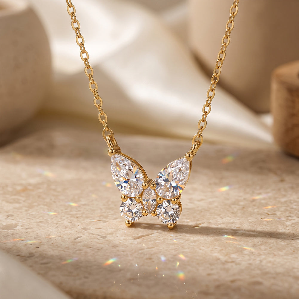 Butterfly Moissanite Pendant Necklace — product and styling view