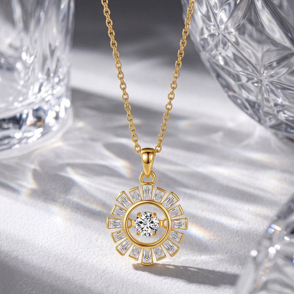Sunburst Halo Moissanite Necklace — product and styling view
