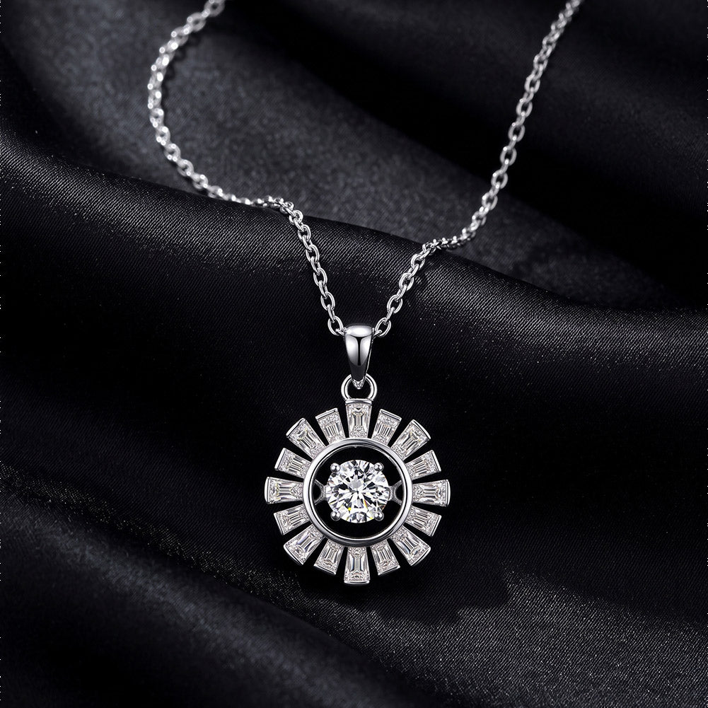 Sunburst Halo Moissanite Necklace — product and styling view