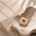 Open Clover Moissanite Pendant Necklace — product and styling view