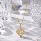 Open Clover Moissanite Pendant Necklace — product and styling view
