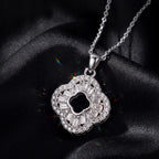Open Clover Moissanite Pendant Necklace — product and styling view