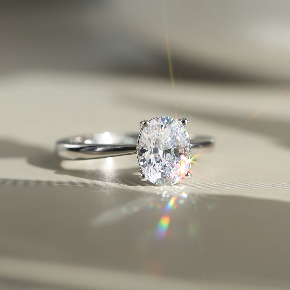 Oval Cut Moissanite Adjustable Solitaire Ring — product and styling view