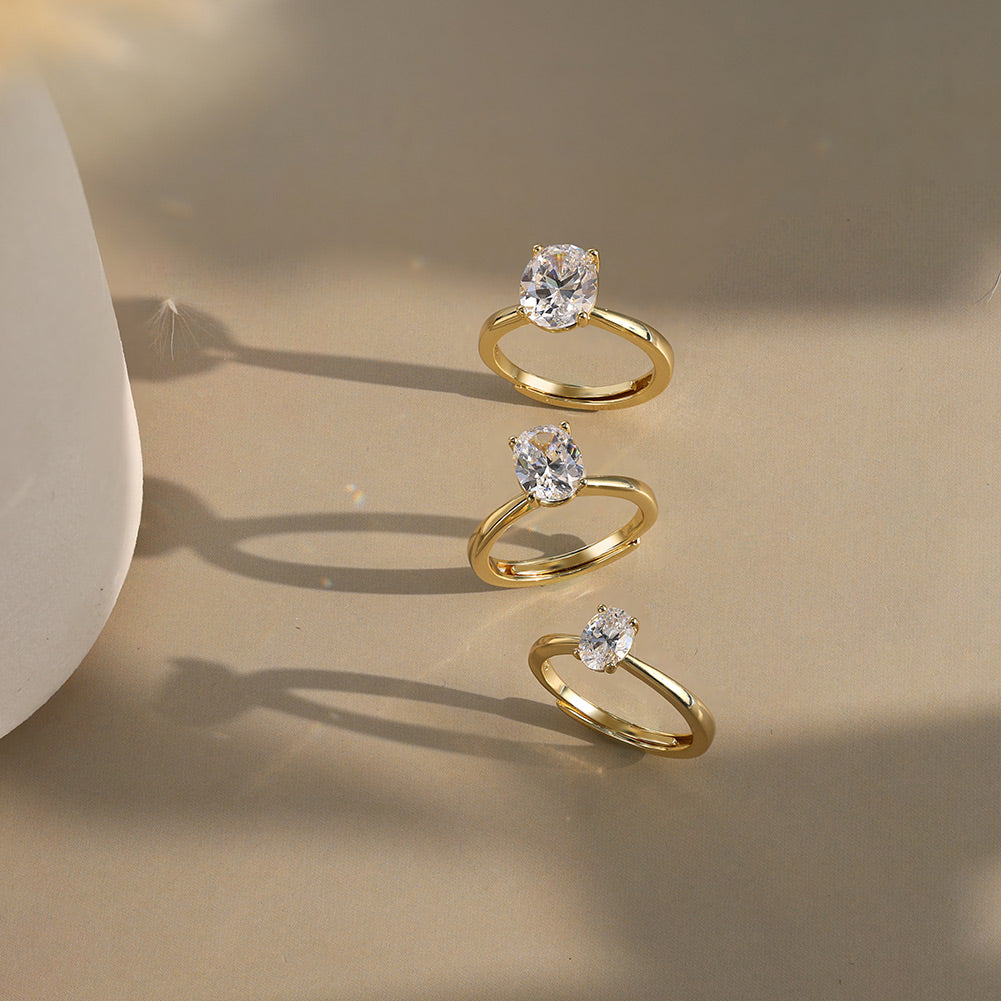 Oval Cut Moissanite Adjustable Solitaire Ring — product and styling view