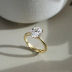 Oval Cut Moissanite Adjustable Solitaire Ring — product and styling view