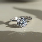 Six Prong Round Moissanite Adjustable Ring — product and styling view