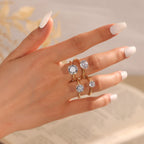 Four Prong Round Moissanite Adjustable Ring — product and styling view