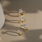 Four Prong Round Moissanite Adjustable Ring — product and styling view