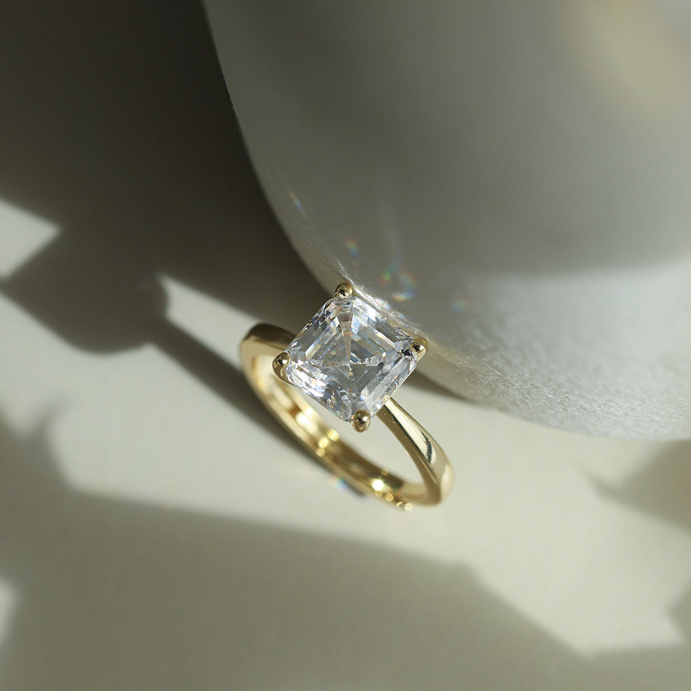 Asscher Cut Moissanite Adjustable Ring — product and styling view