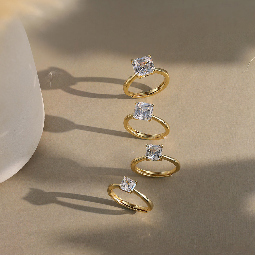 Asscher Cut Moissanite Adjustable Ring — product and styling view
