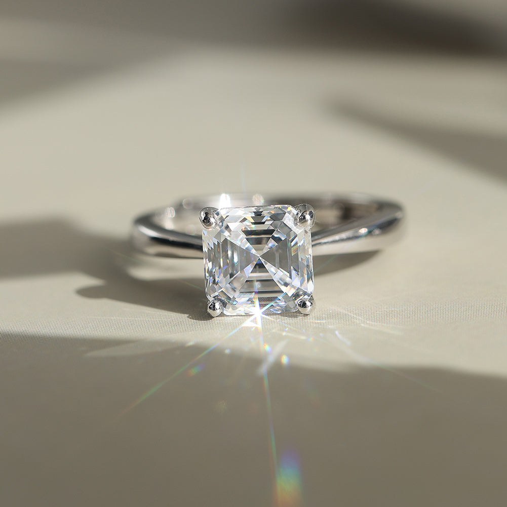 Asscher Cut Moissanite Adjustable Ring — product and styling view